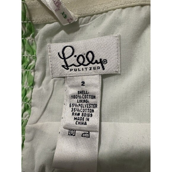 Lilly Pulitzer Size 2 Meridian Flower Strapless Tank Top Green White - Picture 4 of 5